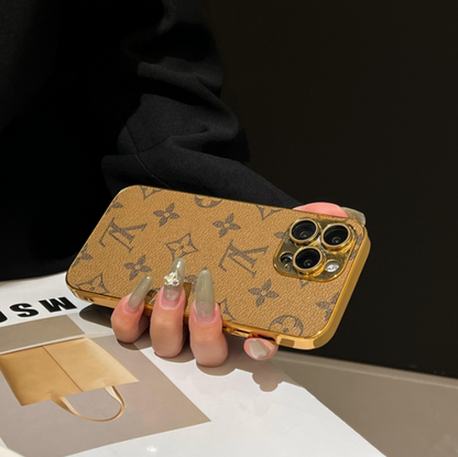 Lou Classic Monogram iPhone Case With Electroplated Gold Edges