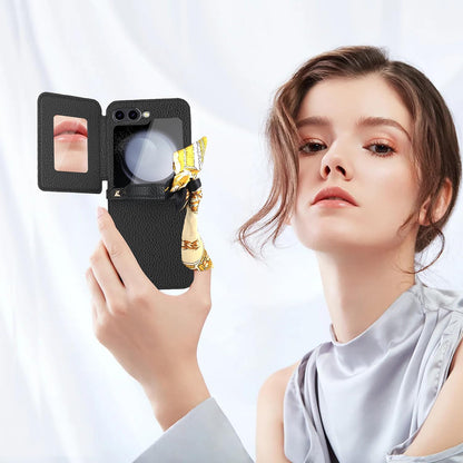 Capa luxuosa de couro para Samsung Galaxy Z Flip 5/4