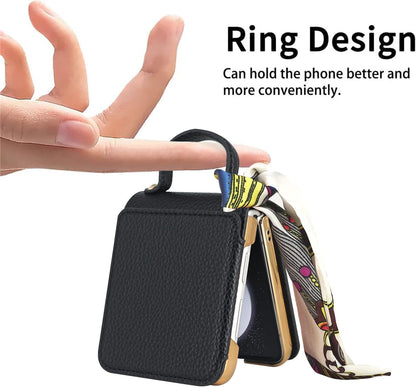 Capa luxuosa de couro para Samsung Galaxy Z Flip 5/4