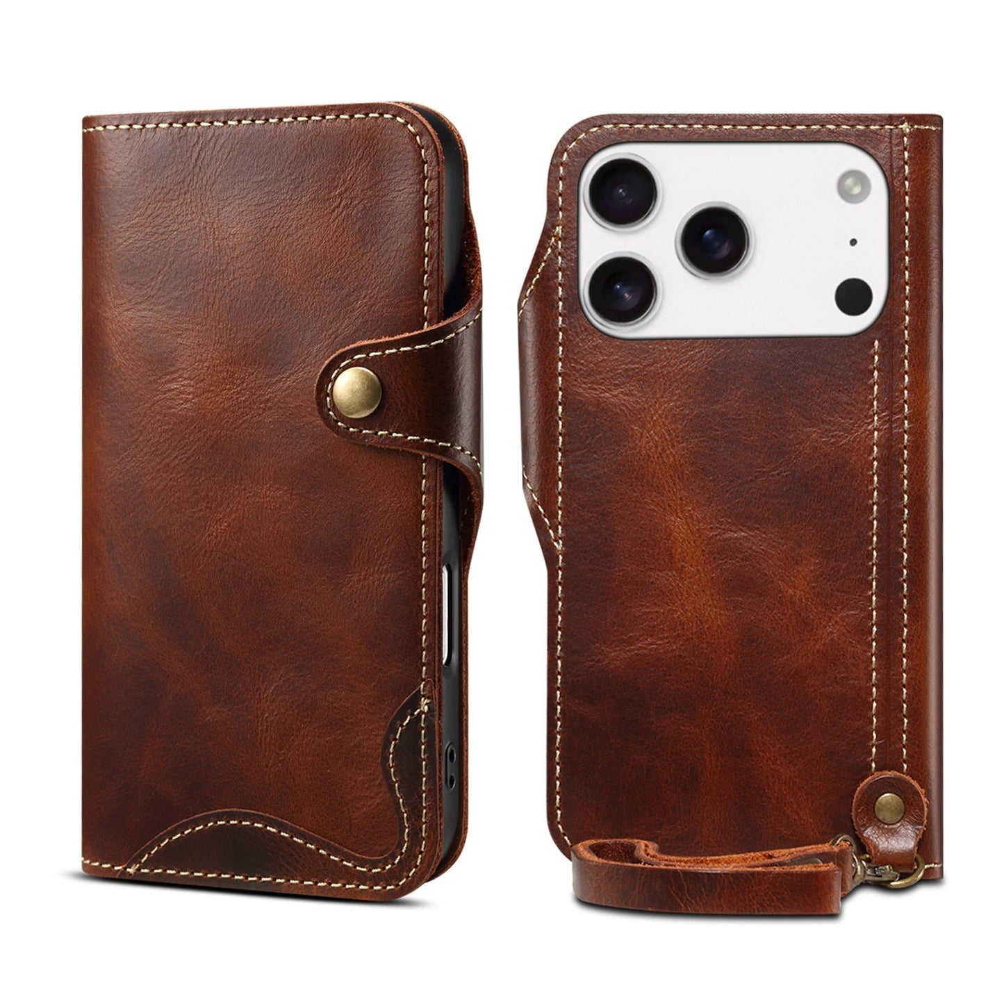Genuine Leather Flip Case for iPhone