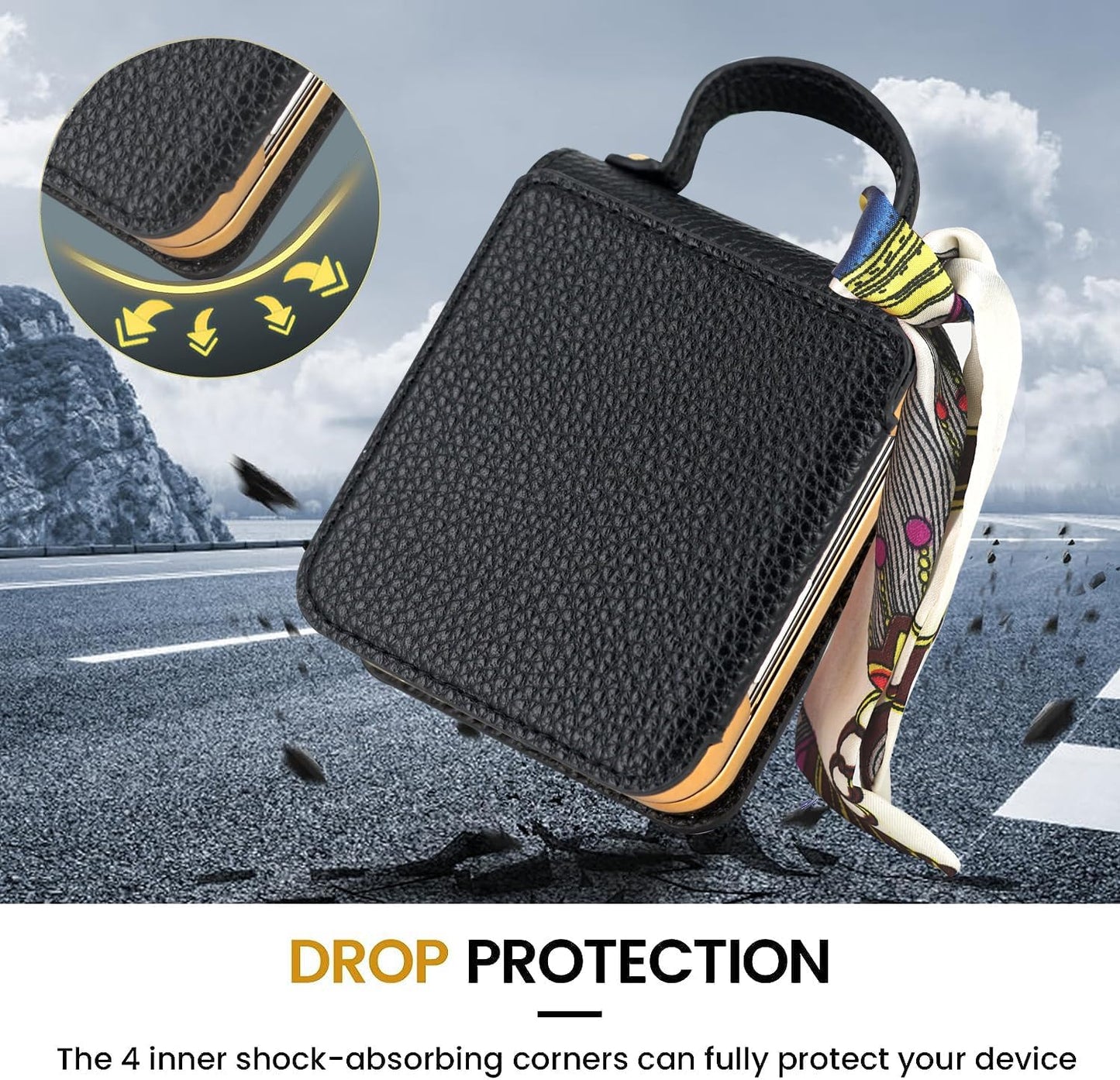 Capa luxuosa de couro para Samsung Galaxy Z Flip 5/4