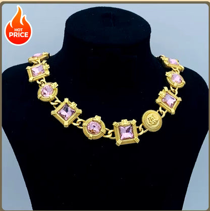 Luksusowo zaprojektowany choker w różowe diamenty