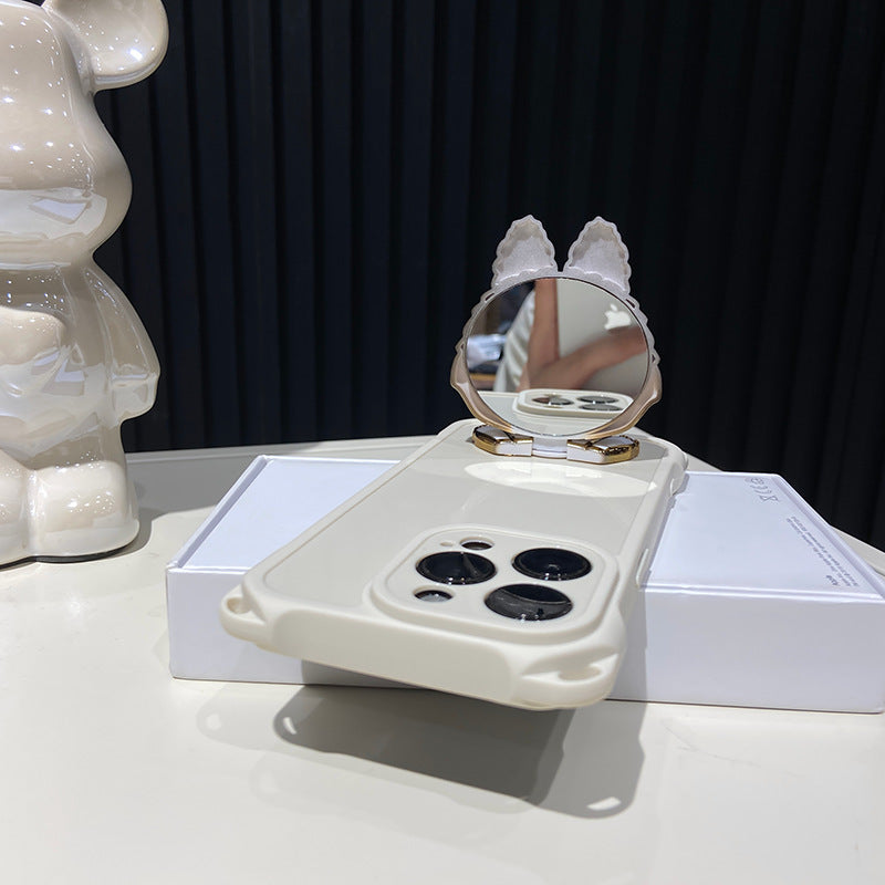 Hard Shell Labubu Mirror Kickstand iPhone Husă – Oglindă rotativă | Design rezistent la socuri