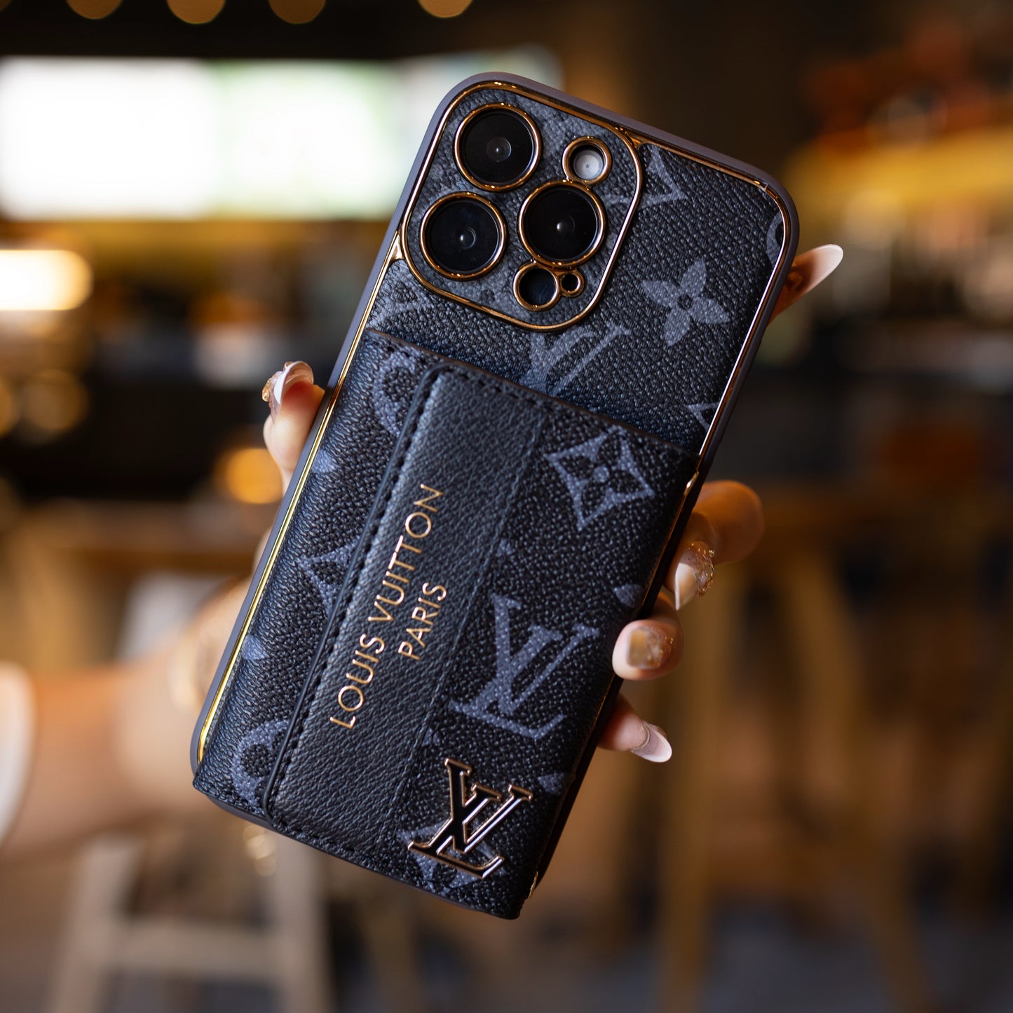 Luxury Stylish iPhone Case with Card Holder & Strap