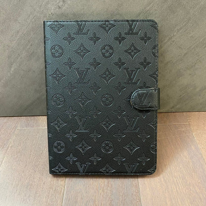 Couverture de relief d'Apple iPad d'étui de monogramme de toile 3D avec la fonction de support