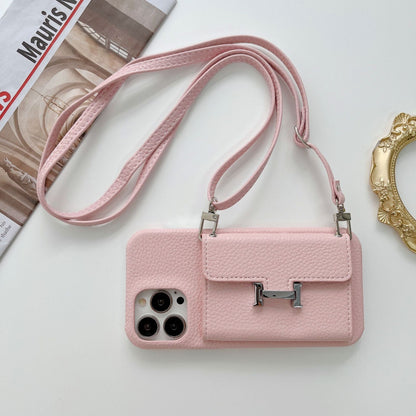H Card Holder Leather Chain iPhone 16 Case