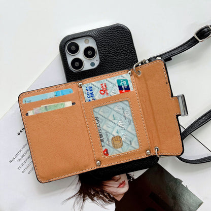 H Card Holder Leather Chain iPhone 16 Case