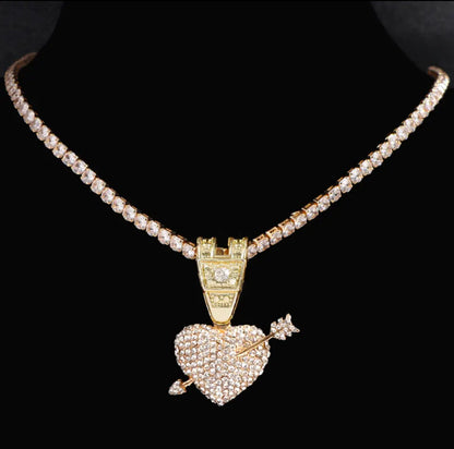 Iced Out Heart Pendant Tennis chain