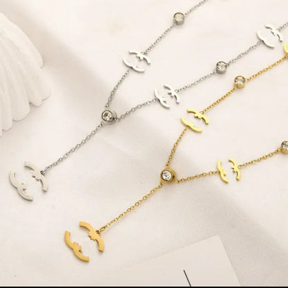 Designer Brand letter CC Necklace Elegant