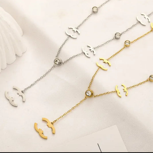 Collana di marca CC con lettera di marca Elegante