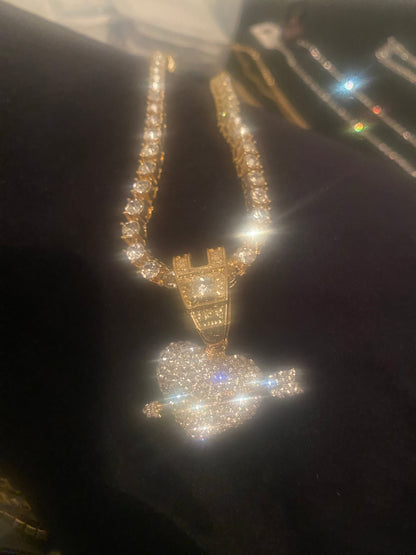 Iced Out Heart Pendant Tennis chain