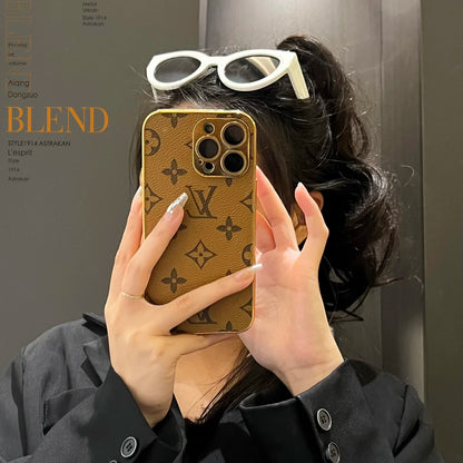 Lou Classic Monogram iPhone Case With Electroplated Gold Edges