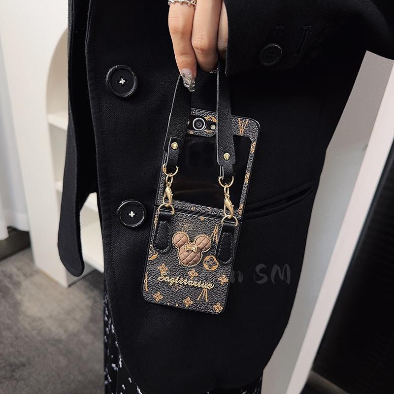 Capa luxuosa de couro para Samsung Galaxy Z Flip 5/4/3