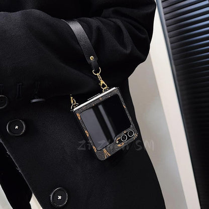 Capa luxuosa de couro para Samsung Galaxy Z Flip 5/4/3