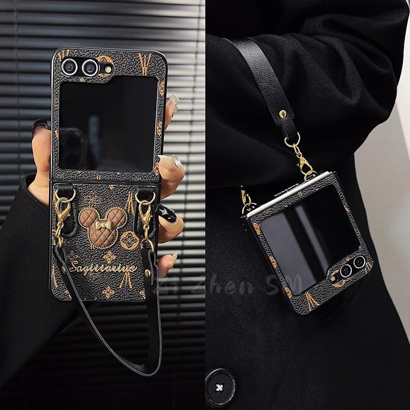 Capa luxuosa de couro para Samsung Galaxy Z Flip 5/4/3