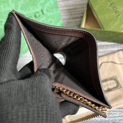 Ophidia GG Card Case Wallet Supreme Canvas Beige For Women‎ 4.3in/11cm 523155 96IWG 8745