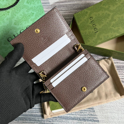 Ophidia GG Card Case Wallet Supreme Canvas Beige For Women‎ 4.3in/11cm 523155 96IWG 8745