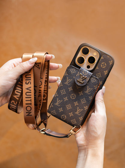Lou Advanced Leather Phone Case With Card Wallet And Strap