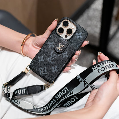 Luxury Crossbody iPhone Case with Card Holder & Strap