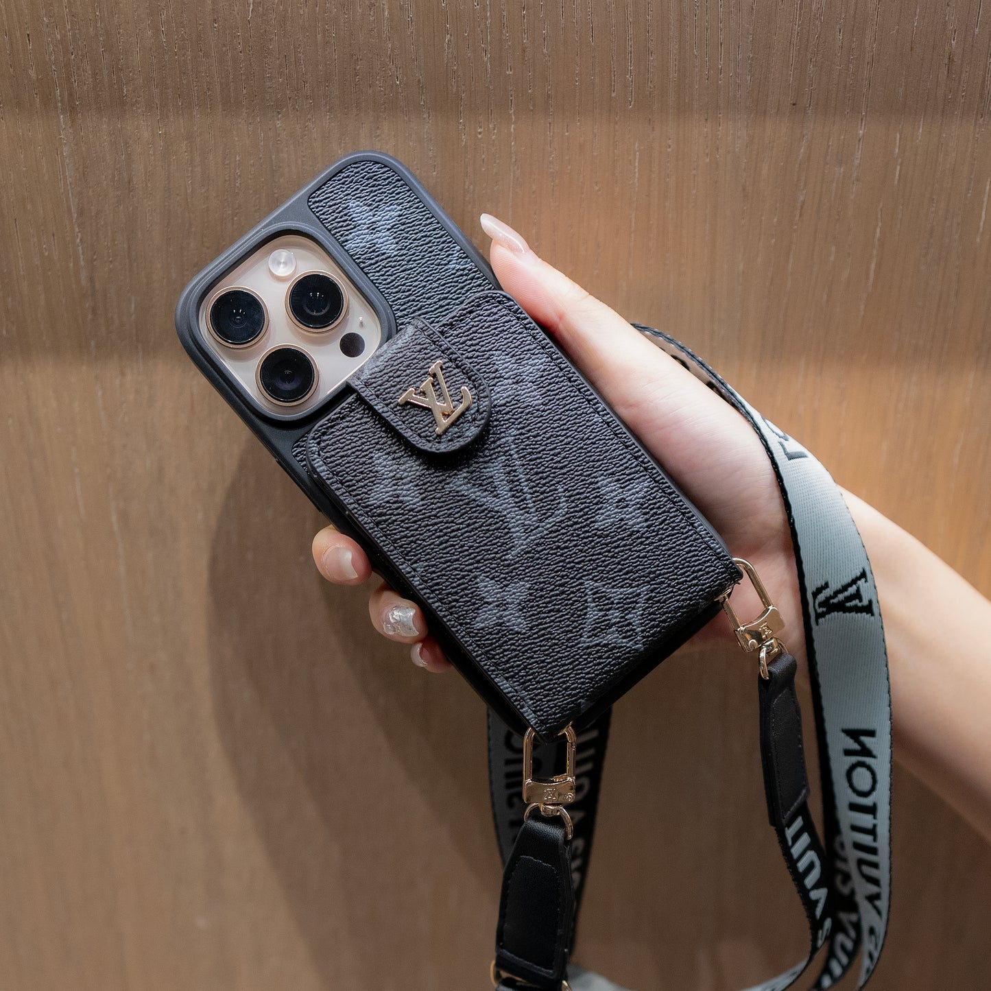 Luxury Crossbody iPhone Case with Card Holder & Strap