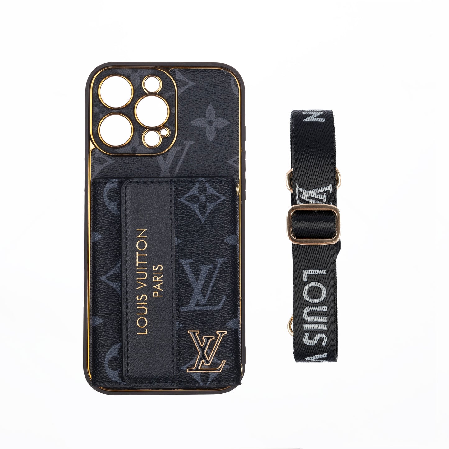 Luxury Stylish iPhone Case with Card Holder & Strap