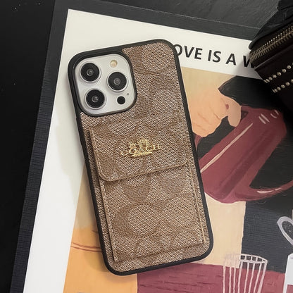 Тренер iPhone Case с держателем карты кошелек светло -коричневый -SK240425