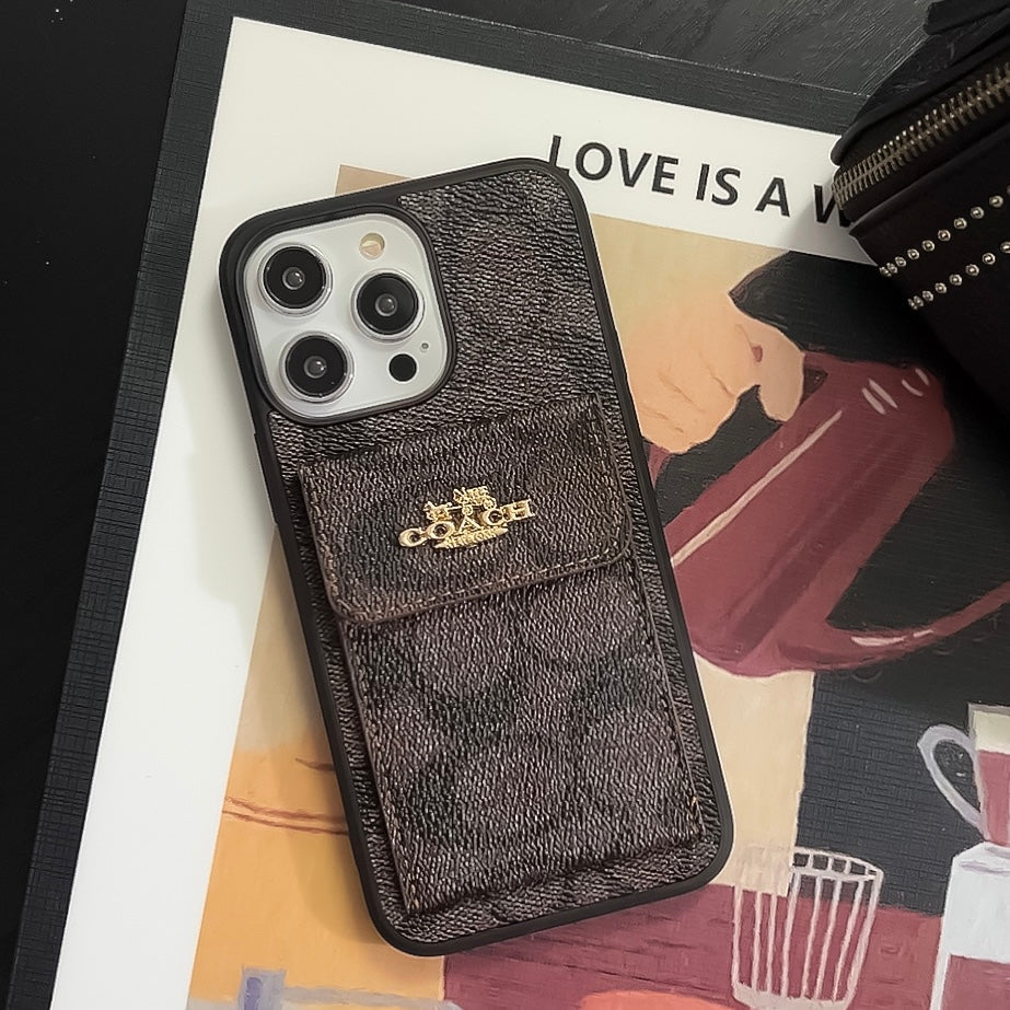 Тренер iPhone Case с держателем карты Dark Brown -SK240425