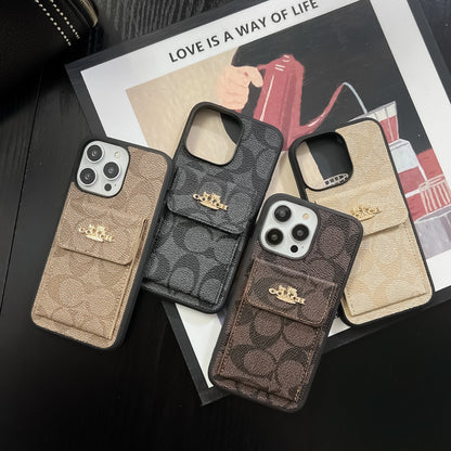 Тренер iPhone Case с держателем карты Dark Brown -SK240425