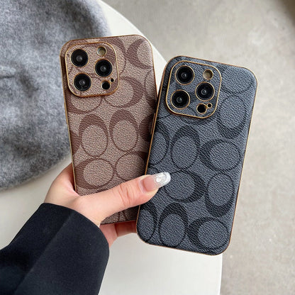 Coach iPhone Case Leather Light Brow -Qbk240513