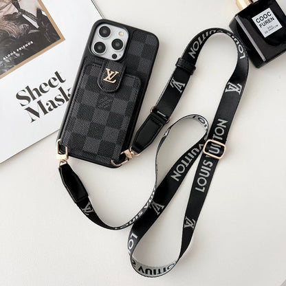Lou Black & White Crossbody Card Bag iPhone Case