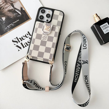 Lou Black & White Crossbody Card Bag iPhone Case