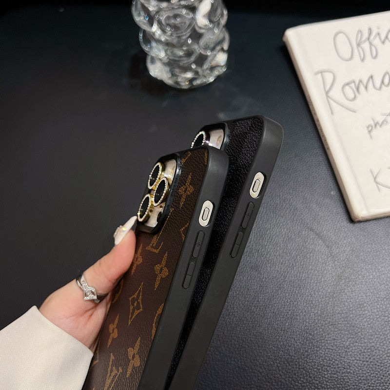 Lou Black Logo Leather iPhone Case