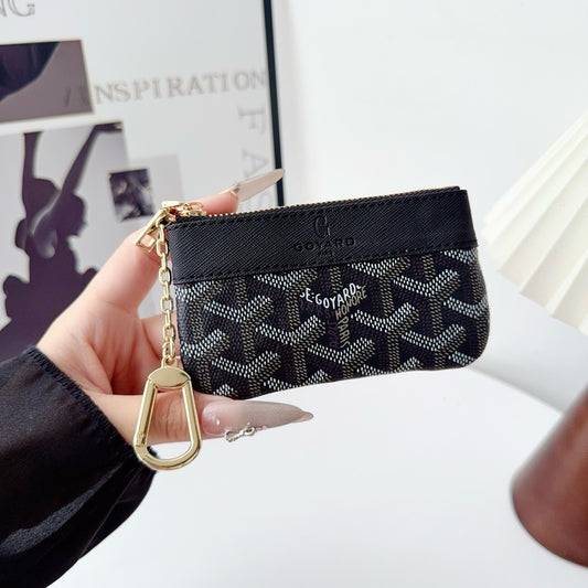 Classic Pattern Mini Leather Key & Coin Pouch