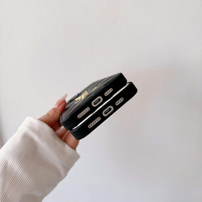 Святой Черный & Белый кожаный чехол для iPhone