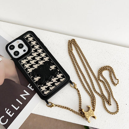 CE Gold Chain Leather iPhone 16 Case