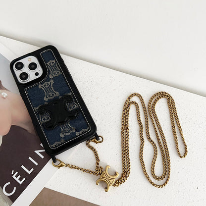 CE Gold Chain Leather iPhone 16 Case