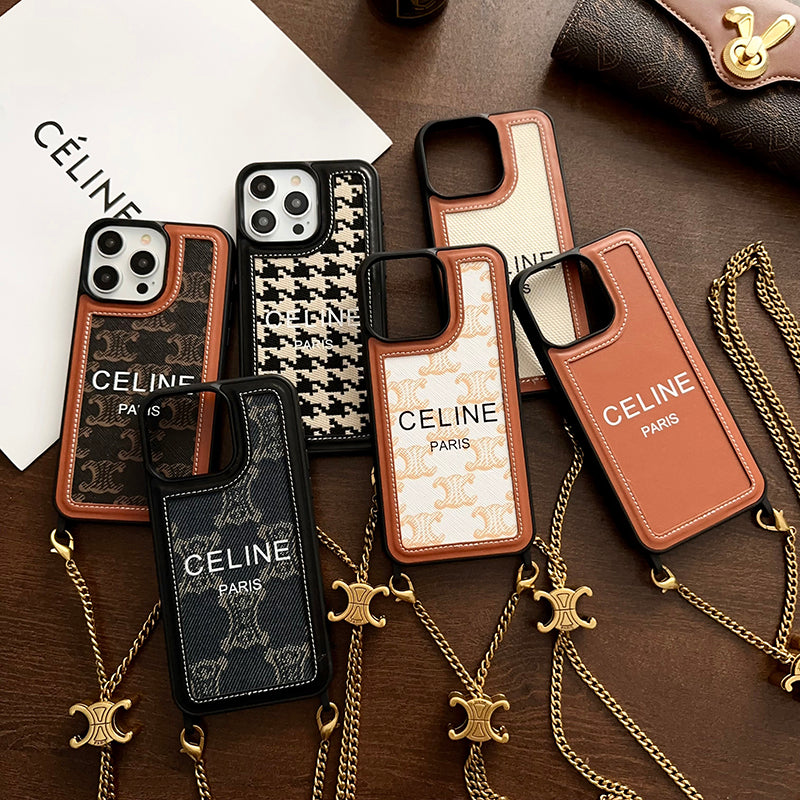 CE Gold Chain Leather iPhone 16 Case