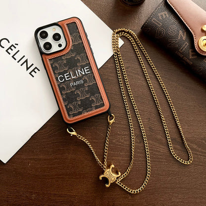 CE Gold Chain Leather iPhone 16 Case