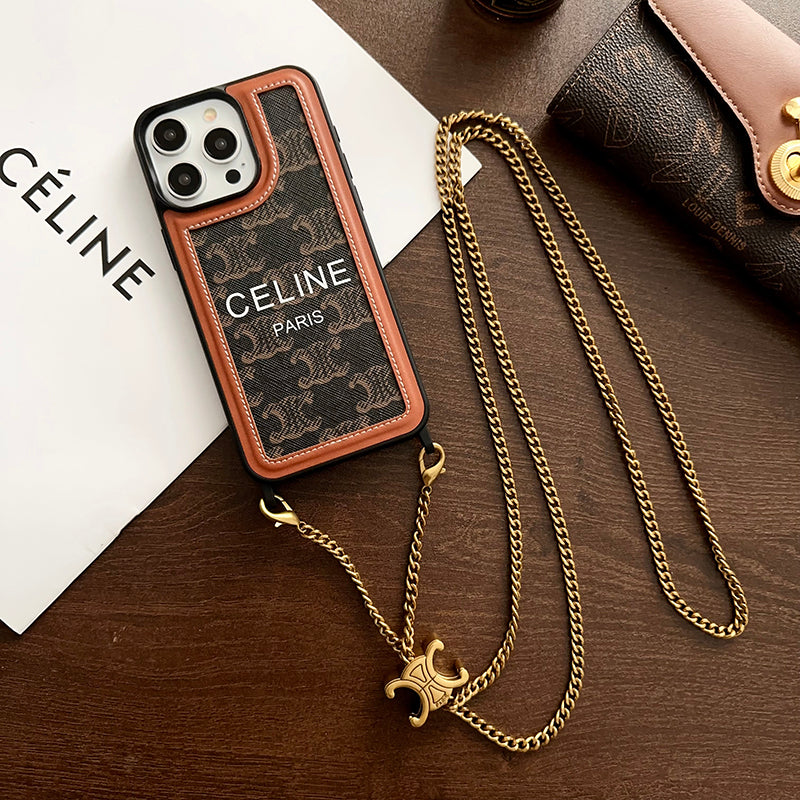 CE Gold Chain Leather iPhone 16 Case