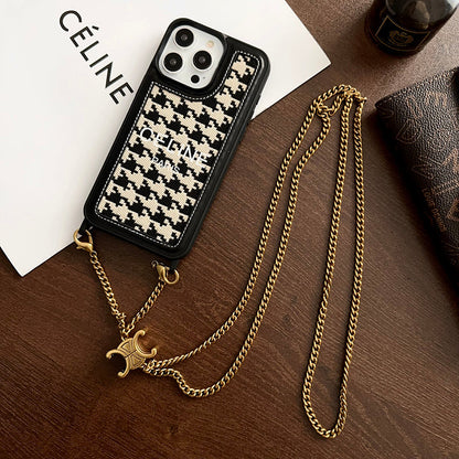 CE Gold Chain Leather iPhone 16 Case