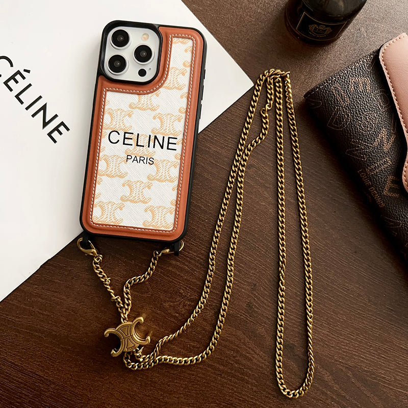 CE Gold Chain Leather iPhone 16 Case
