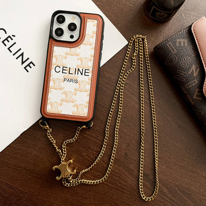 CE Gold Chain Leather iPhone 16 Case
