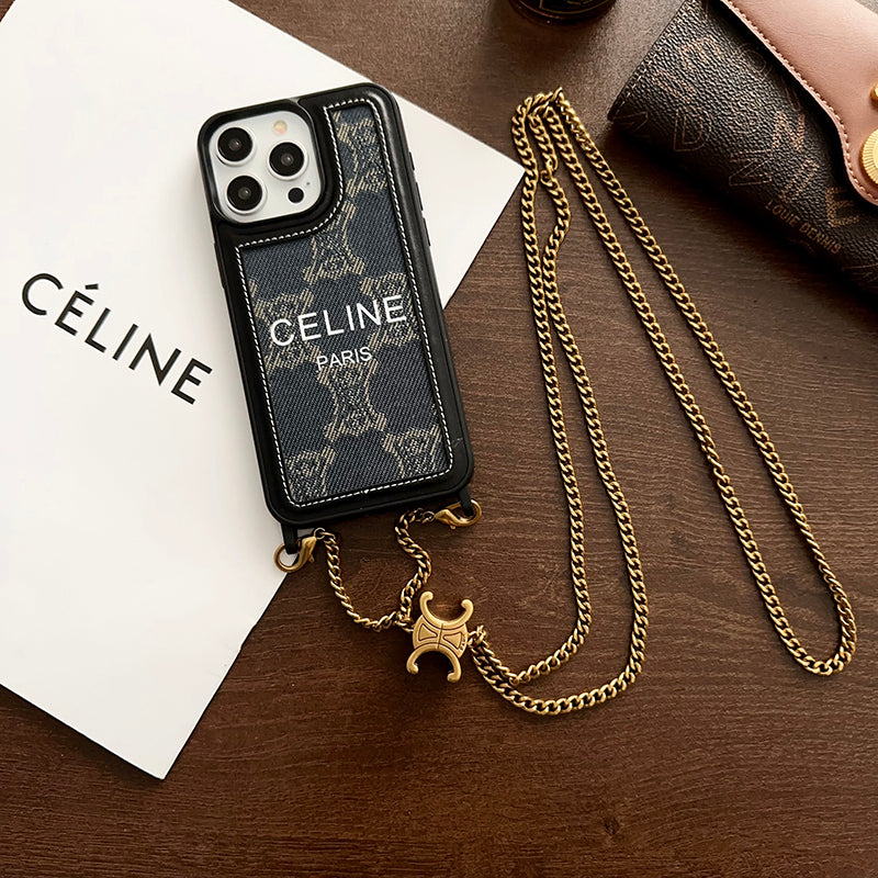 CE Gold Chain Leather iPhone 16 Case