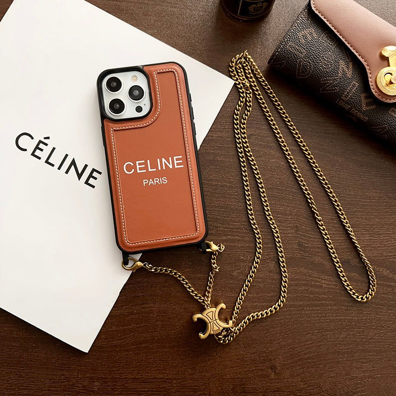 CE Gold Chain Leather iPhone 16 Case