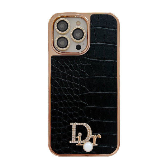 Custodia per iPhone in oro rosa con logo CD Diamond