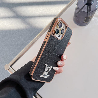 Lou Diamond Logo Rose Gold iPhone Case
