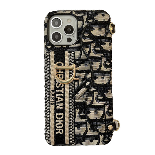 CD Black & Grey Fabric Card Bag Bag Crossbody iPhone Корпус