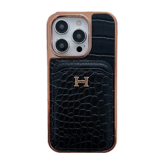 H Rose Gold Δερμάτινη θήκη για iPhone
