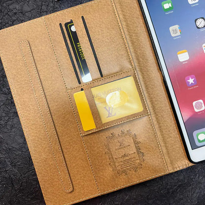 高級キャンバス モノグラム レザー フレッシュ サマー テーマ パターン Apple iPad ケース ブラック