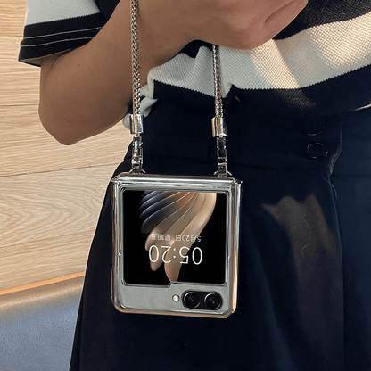 Samsung Makeup Mirror Hand Silver Chain Galaxy Z Flip 6/5/4/3 Case